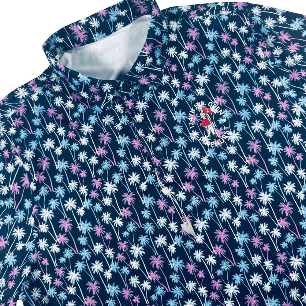 US Open 124th Pinehurst Golf Polo Shirt Mens XL Navy Palm Trees Performance USGA